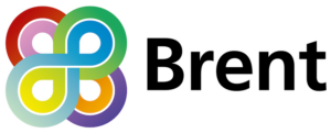 Logo of Brent. A colourful infinity symbol with interconnected loops in shades of pink, red, green, blue, yellow, and purple. To the right, the text reads Creative Connections.