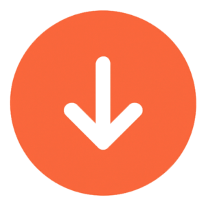 A solid orange circle with a white downward-pointing arrow in the center.