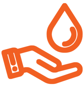 A solid orange silhouette of a folder icon with a small black shadow at the top left, resembling a typical file folder tab. The background is white.