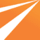 An orange square with two white diagonal lines converging toward the top right corner, creating a dynamic, modern design.