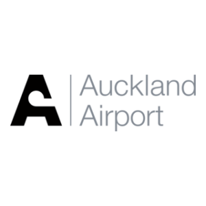 A stylized black letter A logo next to the grey text Auckland Airport on a white background.