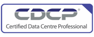 CDCP logo with stylized grey letters CDCP above the text Certified Data Centre Professional in black, all within a rounded rectangular border.