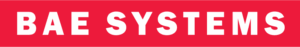 BAE Systems logo with white bold capital letters on a red rectangular background.