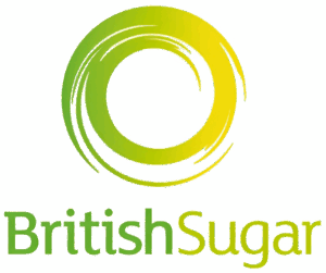 The logo features a green and yellow circular swirl above the words British Sugar in green and yellow gradient text on a white background.