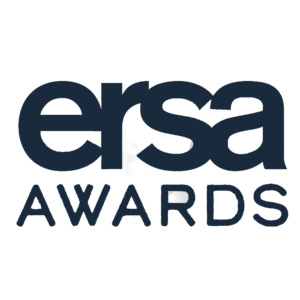 The image shows the ersa AWARDS logo with ersa in large lowercase letters and AWARDS in smaller uppercase letters beneath it, all in a dark blue font on a white background.