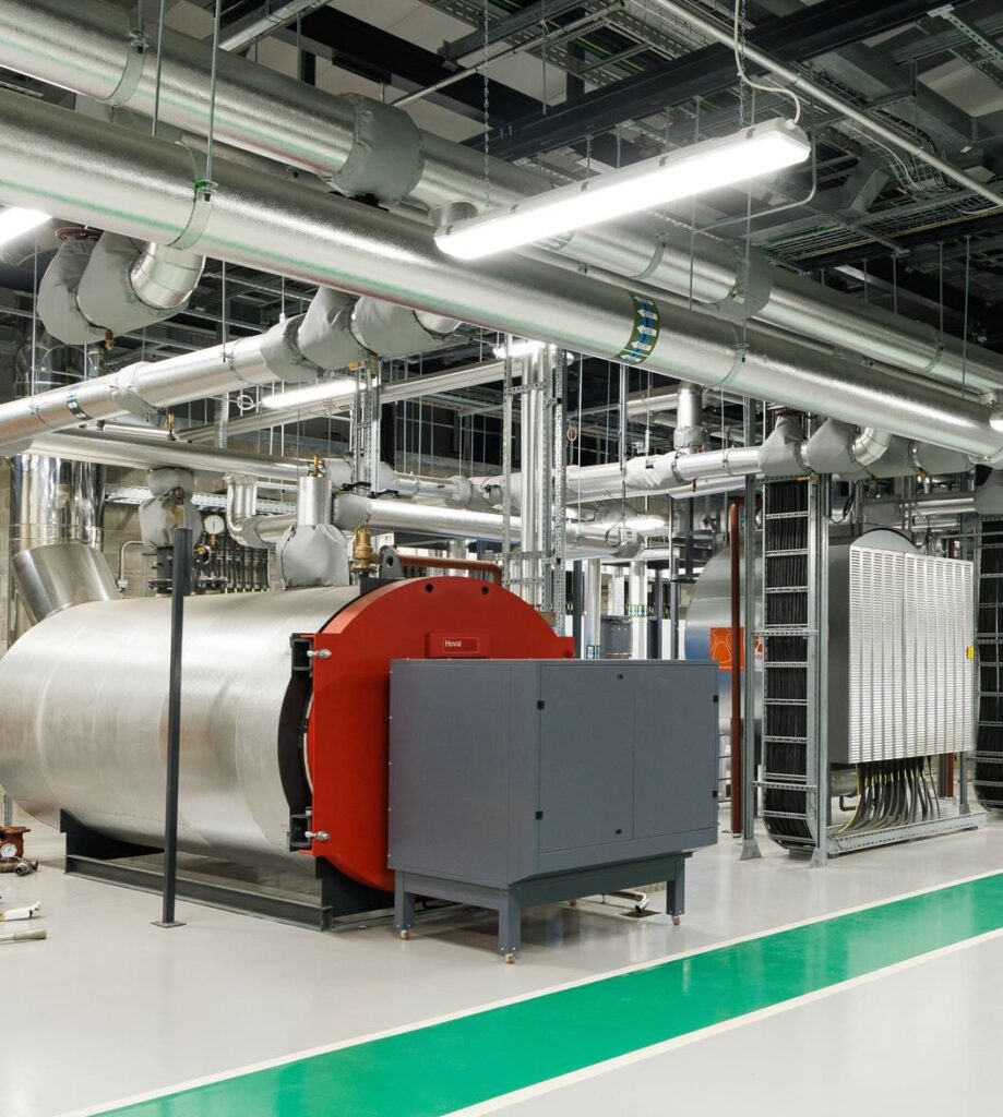 A large machine in a factory.