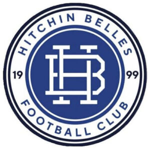 The logo of Hitchin Belles Football Club features a blue circle with Hitchin Belles Football Club and 1999 written round the edge, and a stylised HB monogram in the centre.