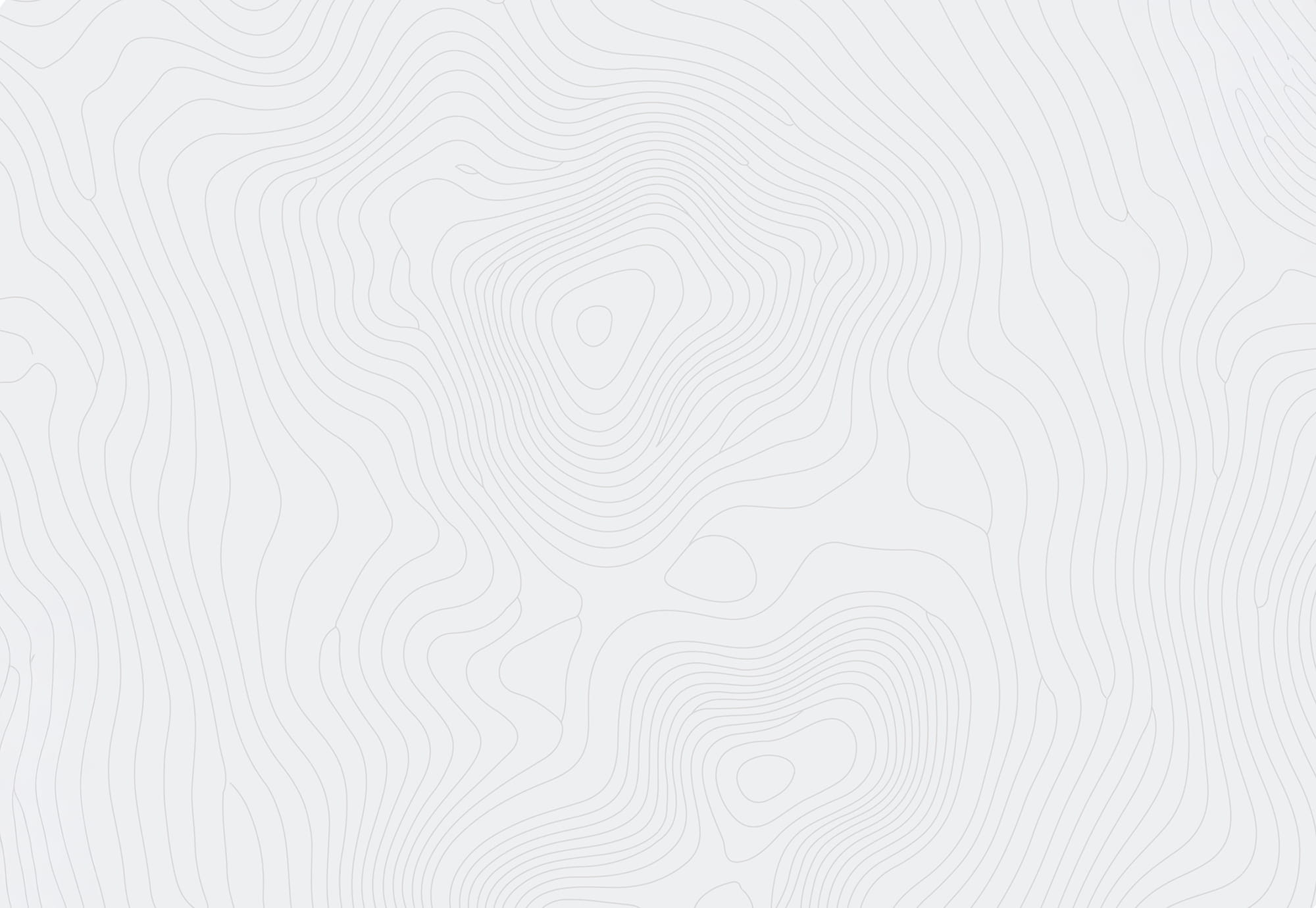 White background with faint, thin grey contour lines forming abstract, wavy patterns resembling a topographical map, showing elevation curves and creating a sense of gentle movement and depth across the image.