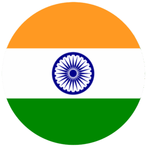 A circular image of the Indian flag with saffron, white, and green horizontal stripes and a blue Ashoka Chakra in the center.