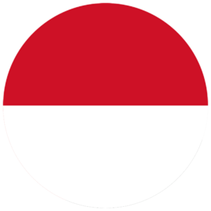 A circular flag with two equal horizontal halves: the top half is red and the bottom half is white.